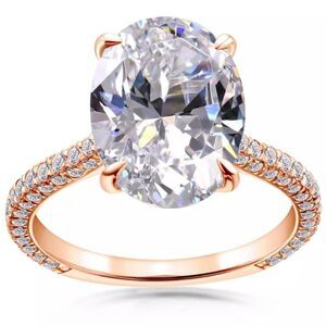 925 Sterling Silver Ring Rose Gold Color 5 Carat Oval Cut SONA Ring Wedding 💍